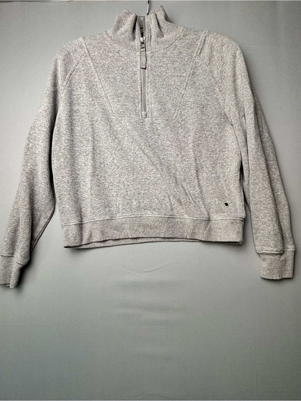 PrAna Gray Quarter Zip Pullover Sweatshirt XS Fleece Lined Athleisure Mock Neck